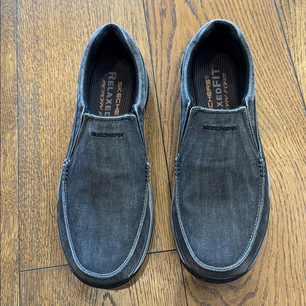Skechers Creston Moseco Slip On Shoes Men Size 11.5 Charcoal Denim Relaxed Fit - Picture 2 of 6